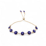14K Yellow Gold Blue Eye Bracelet Women's - Miral Jewelry