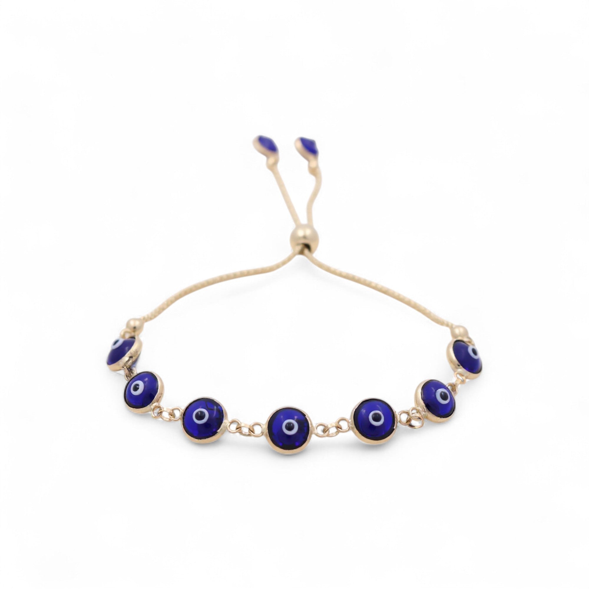 14K Yellow Gold Blue Eye Bracelet Women's - Miral Jewelry