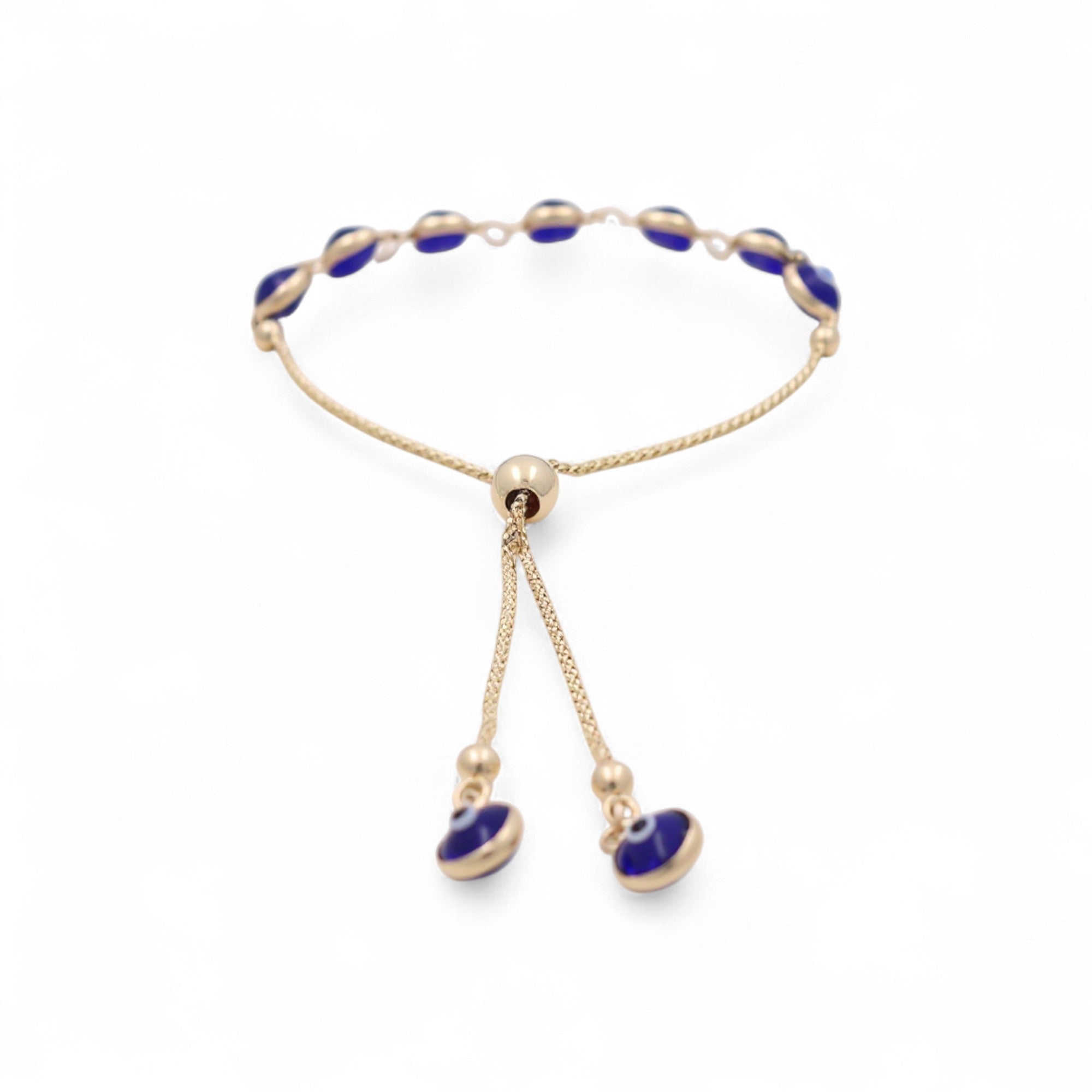 14K Yellow Gold Blue Eye Bracelet Women's - Miral Jewelry
