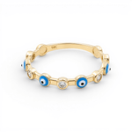 14K Yellow Gold Blue Eye Fashion Women's Ring - Miral Jewelry