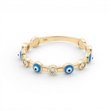 14K Yellow Gold Blue Eye Fashion Women's Ring - Miral Jewelry