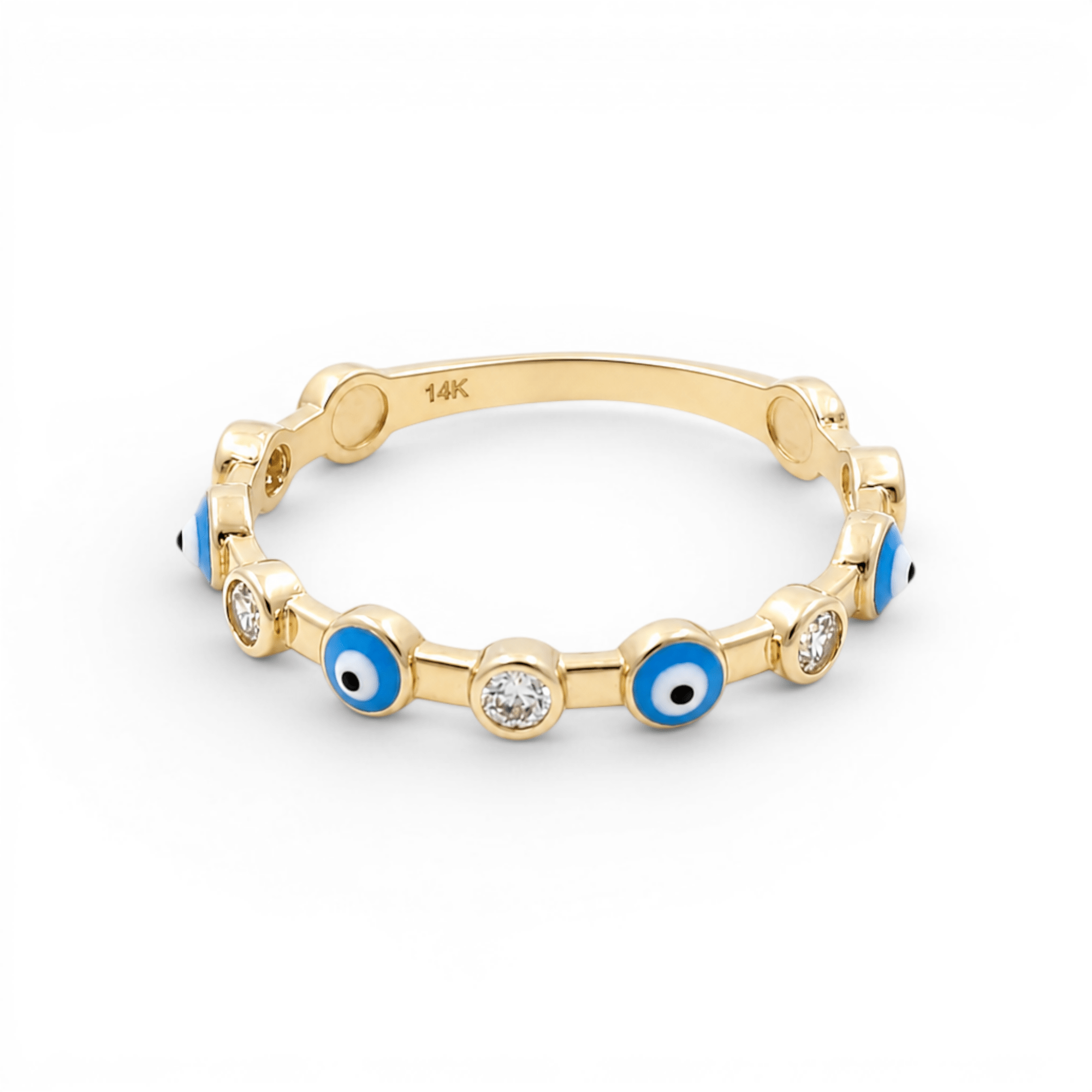 14K Yellow Gold Blue Eye Fashion Women's Ring - Miral Jewelry