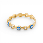 14K Yellow Gold Blue Eye Fashion Women's Ring - Miral Jewelry
