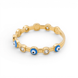 14K Yellow Gold Blue Eye Fashion Women's Ring - Miral Jewelry