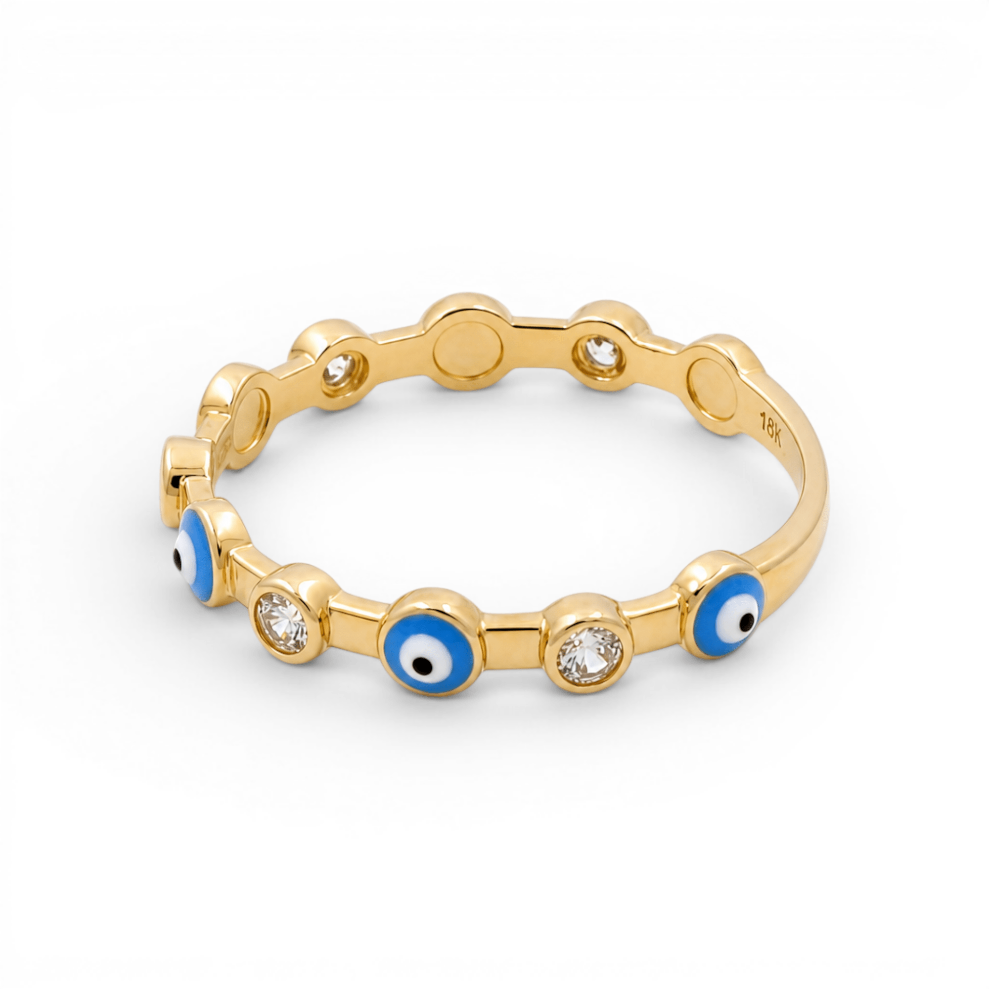 14K Yellow Gold Blue Eye Fashion Women's Ring - Miral Jewelry