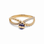 14K Yellow Gold Blue Eye Fashion Women's Ring - Miral Jewelry