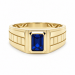 14k Yellow Gold Blue Fashion Ring Men's - Miral Jewelry