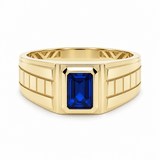 14k Yellow Gold Blue Fashion Ring Men's - Miral Jewelry