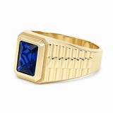 14k Yellow Gold Blue Fashion Ring Men's - Miral Jewelry