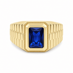 14k Yellow Gold Blue Fashion Ring Men's - Miral Jewelry