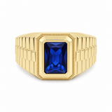 14k Yellow Gold Blue Fashion Ring Men's - Miral Jewelry