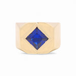 14k Yellow Gold Blue Square Fashion Ring - Miral Jewelry