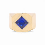 14k Yellow Gold Blue Square Fashion Ring - Miral Jewelry