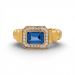 14K Yellow Gold Blue Stone Fashion Women's Ring - Miral Jewelry