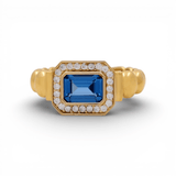 14K Yellow Gold Blue Stone Fashion Women's Ring - Miral Jewelry
