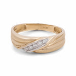 14K Yellow Gold Bridal Men Ring with Diamonds - Miral Jewelry