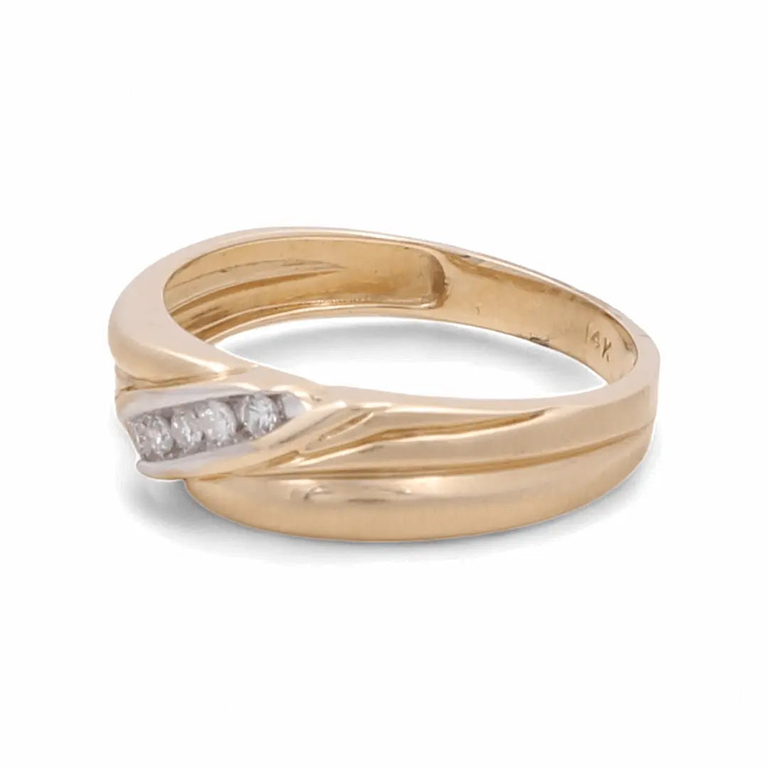 14K Yellow Gold Bridal Men Ring with Diamonds - Miral Jewelry