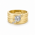 14K Yellow Gold Bridal Set with Cz Fashion Women's Ring - Miral Jewelry