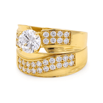 14K Yellow Gold Bridal Set with CZ Fashion Women's Ring - Miral Jewelry