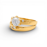 14K Yellow Gold Bridal Set with Cz Fashion Women's Ring - Miral Jewelry