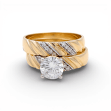 14K Yellow Gold Bridal Set with Cz Fashion Women's Ring - Miral Jewelry