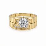 14K Yellow Gold Bridal Set with Cz Fashion Women's Ring - Miral Jewelry