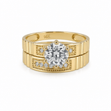 14K Yellow Gold Bridal Set with Cz Fashion Women's Ring - Miral Jewelry