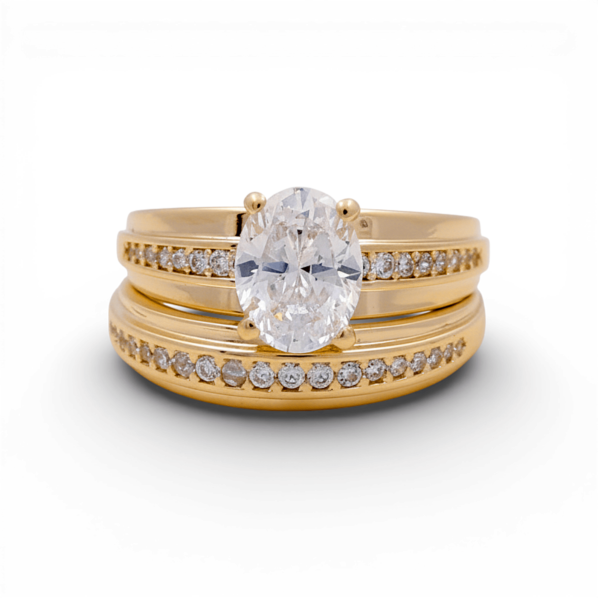 14K Yellow Gold Bridal Set with CZ Fashion Women's Ring - Miral Jewelry