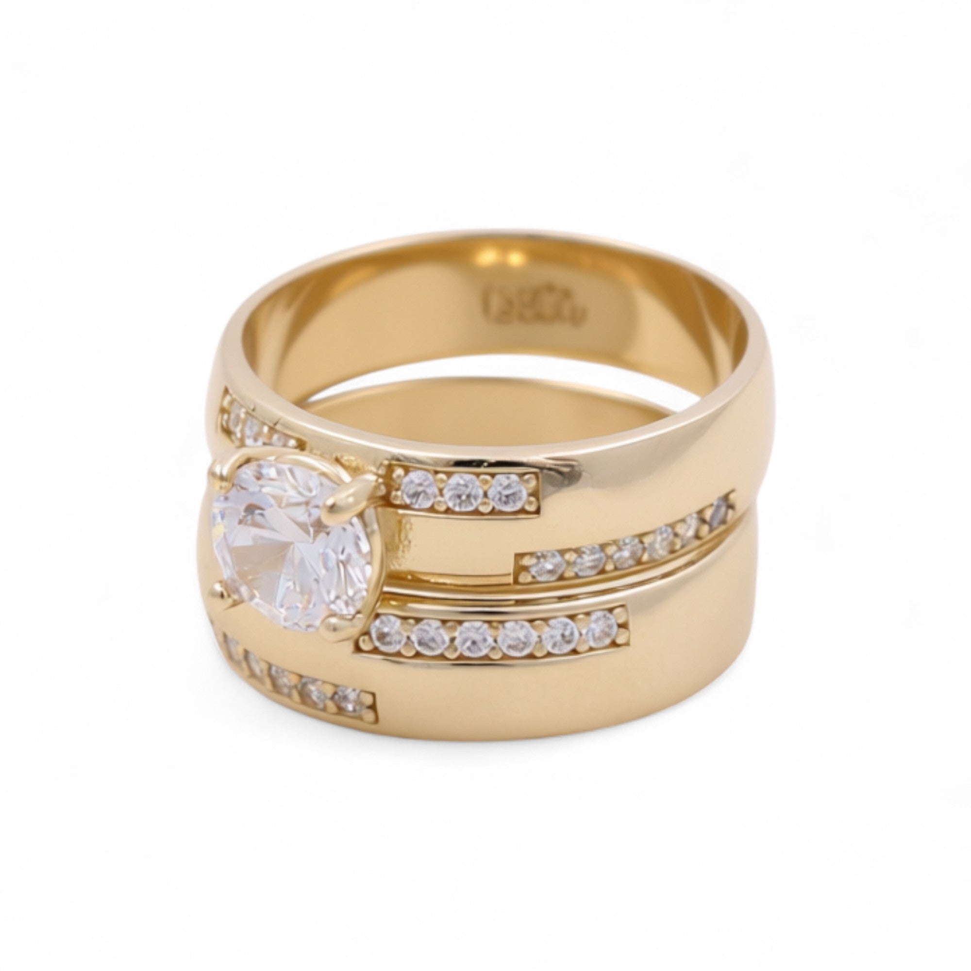 14K Yellow Gold Bridal Set with CZ Fashion Women's Ring - Miral Jewelry