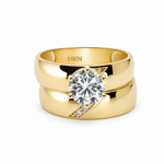 14K Yellow Gold Bridal Set with Cz Fashion Women's Ring - Miral Jewelry