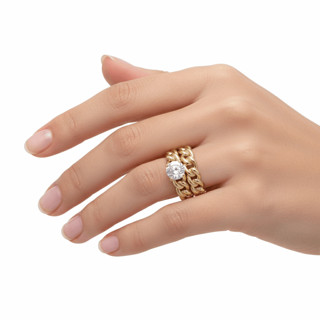 14K Yellow Gold Cuban Link Bridal Set with CZ 10.6 g – view 2