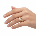 14K Yellow Gold Bridal Set with Cz Fashion Women's Ring - Miral Jewelry