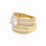 14K Yellow Gold Bridal Set with Cz Fashion Women's Ring - Miral Jewelry