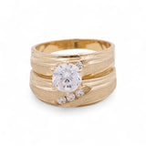 14K Yellow Gold Bridal Set with CZ Fashion Women's Ring - Miral Jewelry