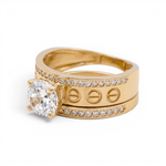 14K Yellow Gold Bridal Set with Cz Fashion Women's Ring - Miral Jewelry