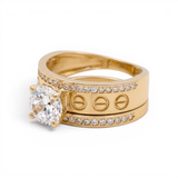 14K Yellow Gold Bridal Set with Cz Fashion Women's Ring - Miral Jewelry