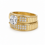 14K Yellow Gold Bridal Set with Cz Fashion Women's Ring - Miral Jewelry