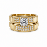 14K Yellow Gold Bridal Set with Cz Fashion Women's Ring - Miral Jewelry
