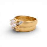 14K Yellow Gold Bridal Set with Cz Fashion Women's Ring - Miral Jewelry