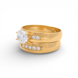 14K Yellow Gold Bridal Set with Cz Fashion Women's Ring - Miral Jewelry