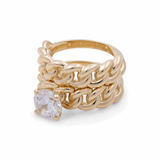 14K Yellow Gold Bridal Set with Cz Fashion Women's Ring - Miral Jewelry