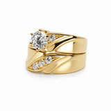 14K Yellow Gold Bridal Set with Cz Fashion Women's Ring - Miral Jewelry