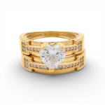 14K Yellow Gold Bridal Set with CZ Fashion Women's Ring - Miral Jewelry