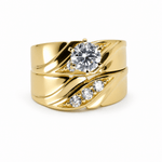 14K Yellow Gold Bridal Set with Cz Fashion Women's Ring - Miral Jewelry