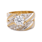 14K Yellow Gold Bridal Set with CZ Fashion Women's Ring - Miral Jewelry