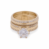 14K Yellow Gold Bridal Set with Cz Fashion Women's Ring - Miral Jewelry