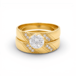 14K Yellow Gold Bridal Set with Cz Fashion Women's Ring - Miral Jewelry