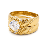 14K Yellow Gold Bridal Set with CZ Fashion Women's Ring - Miral Jewelry