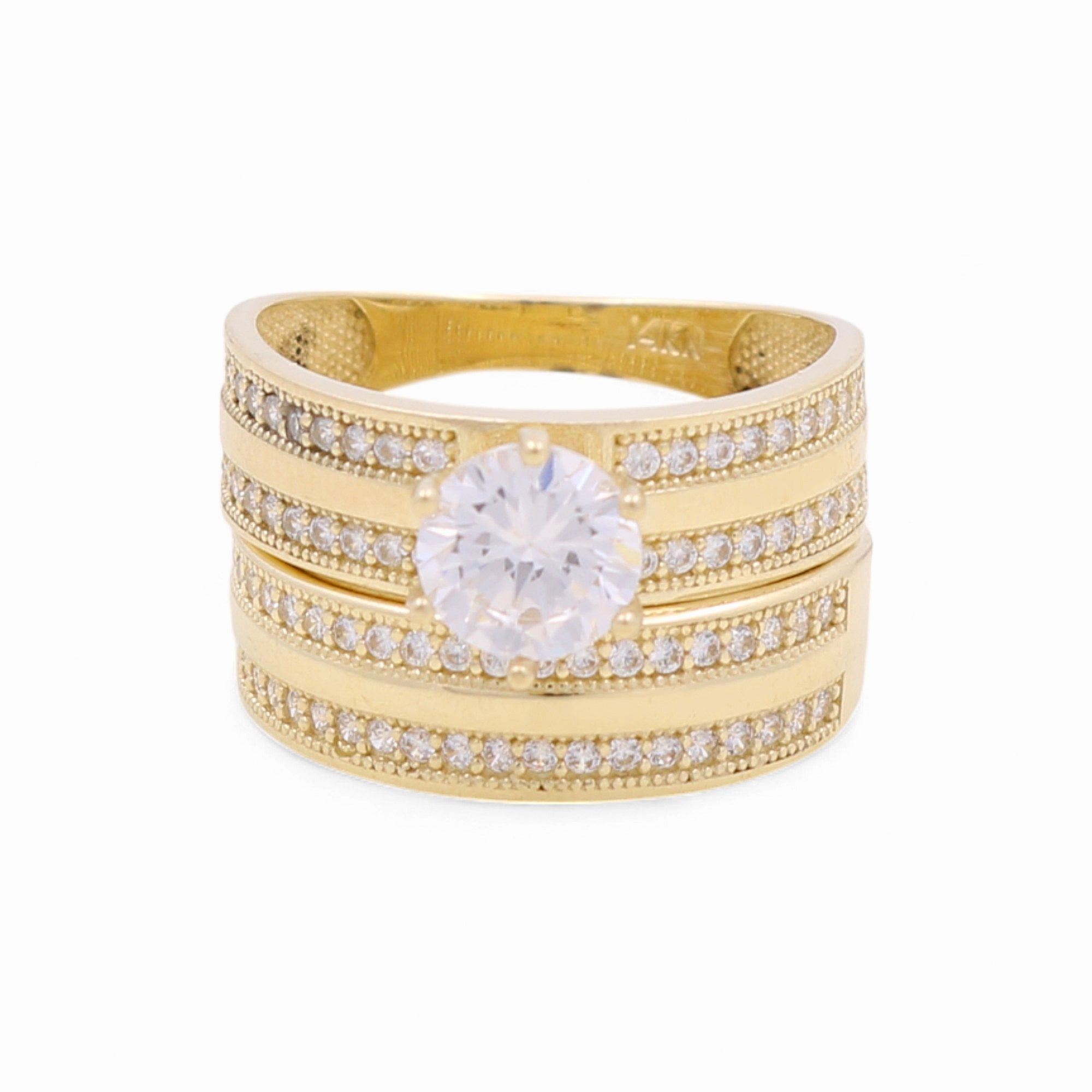 14K Yellow Gold Stacked CZ Bridal Set 5 g