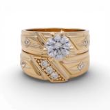 14K Yellow Gold Bridal Set with CZ Fashion Women's Ring - Miral Jewelry